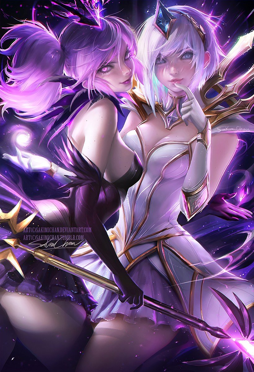 Elementalist Lux (light & dark) by sakimichan HD Wallpaper Fan Art Artwork League of Legends lol