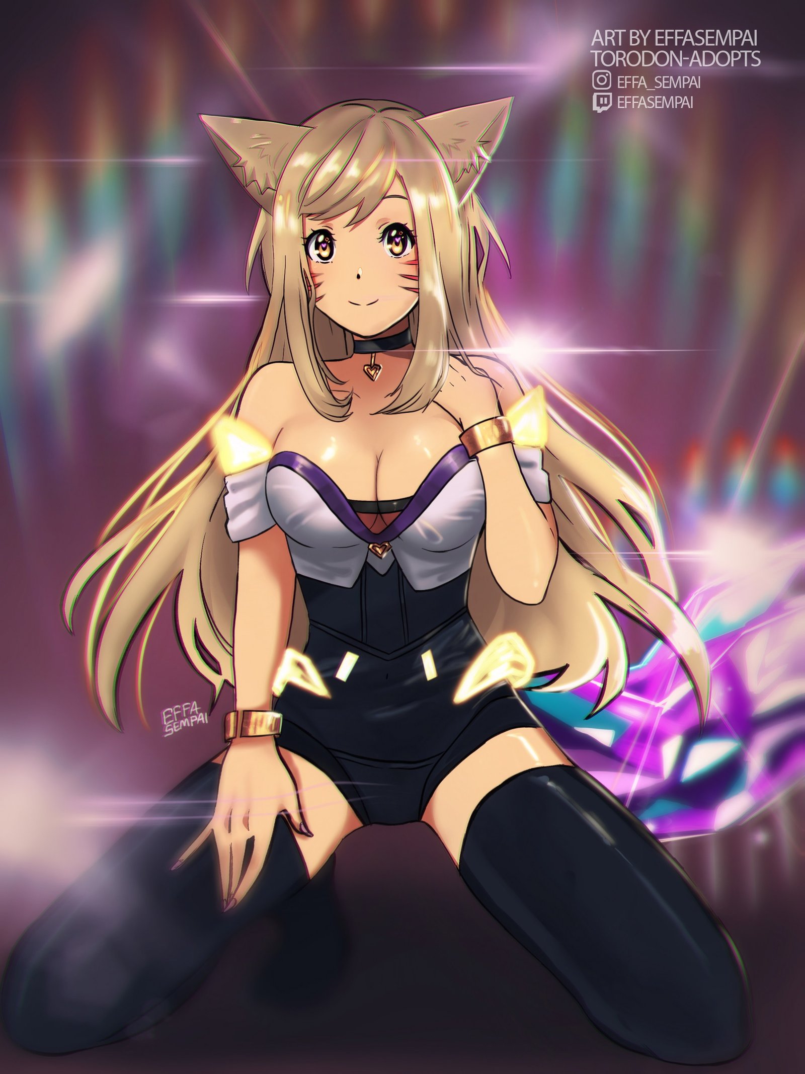 K/DA Ahri by effasempai HD Wallpaper Background Fan Art Artwork League of Legends lol