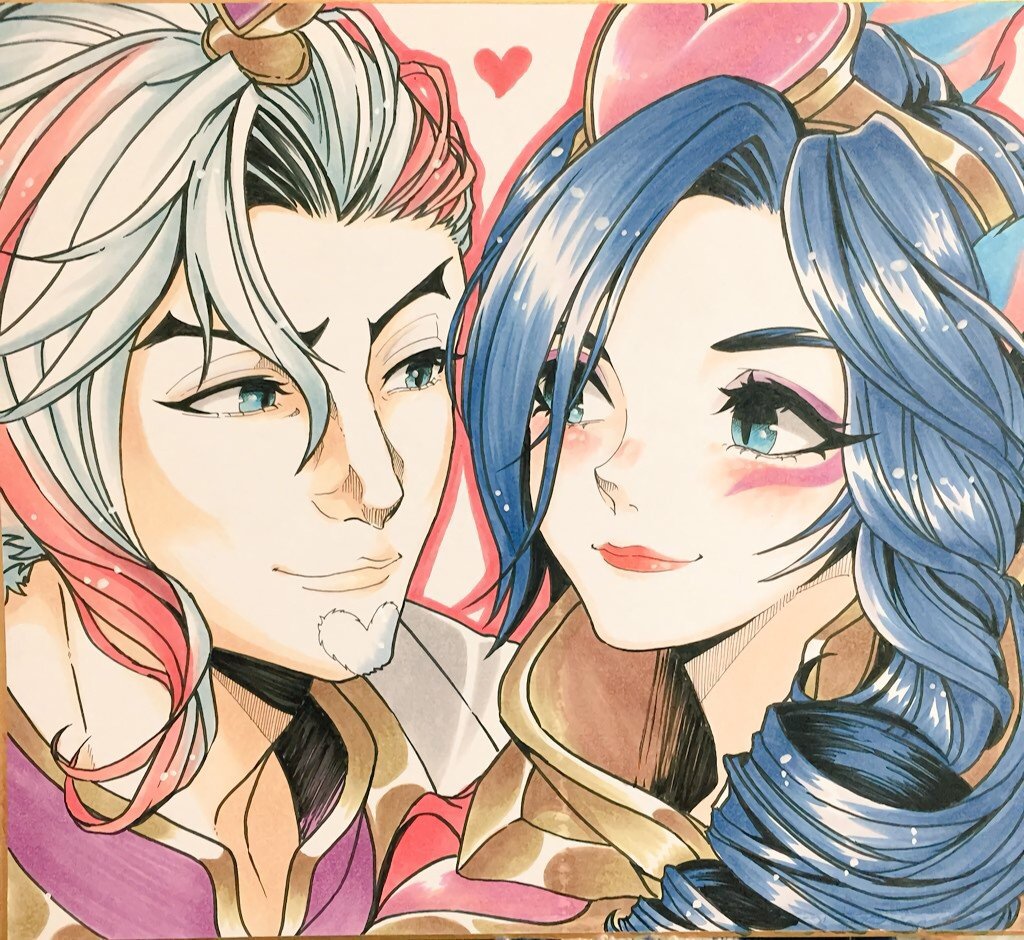 Sweetheart Xayah & Rakan by アフリカTristana HD Wallpaper Background Fan Art Artwork League of Legends lol