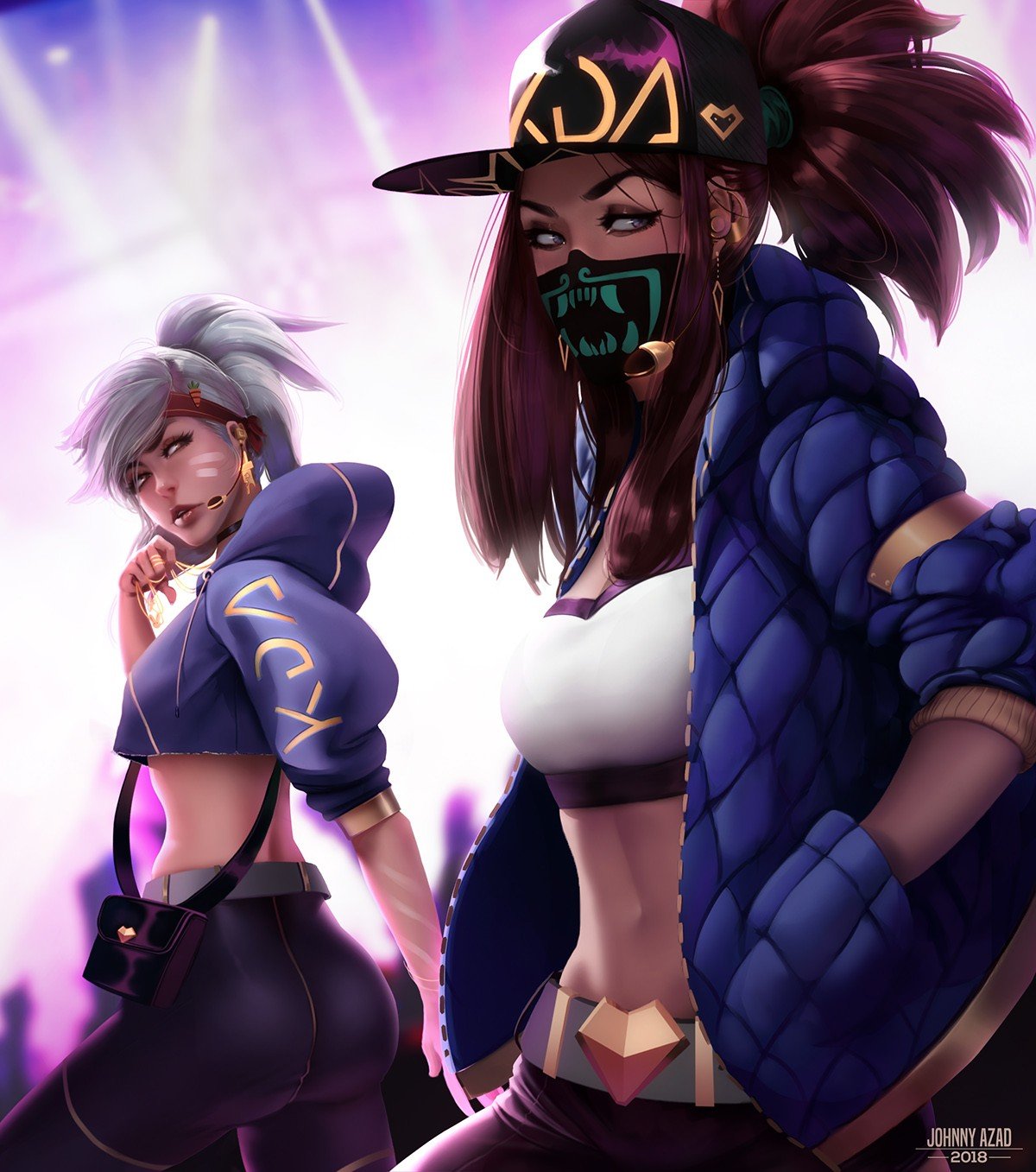 K/DA Akali & Riven by JohnnyAzad HD Wallpaper Background Fan Art Artwork League of Legends lol