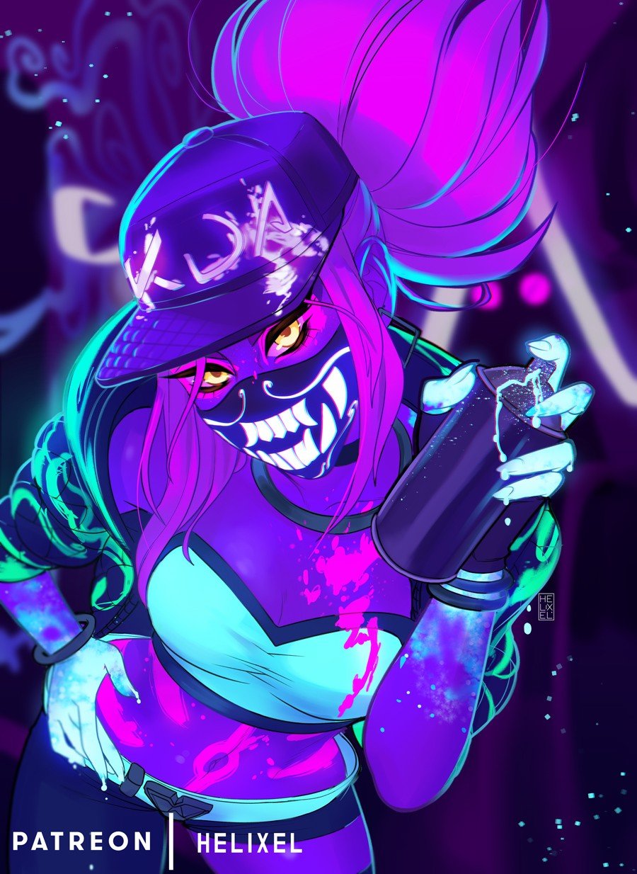 K/DA Akali by Helixel HD Wallpaper Background Fan Art Artwork League of Legends lol