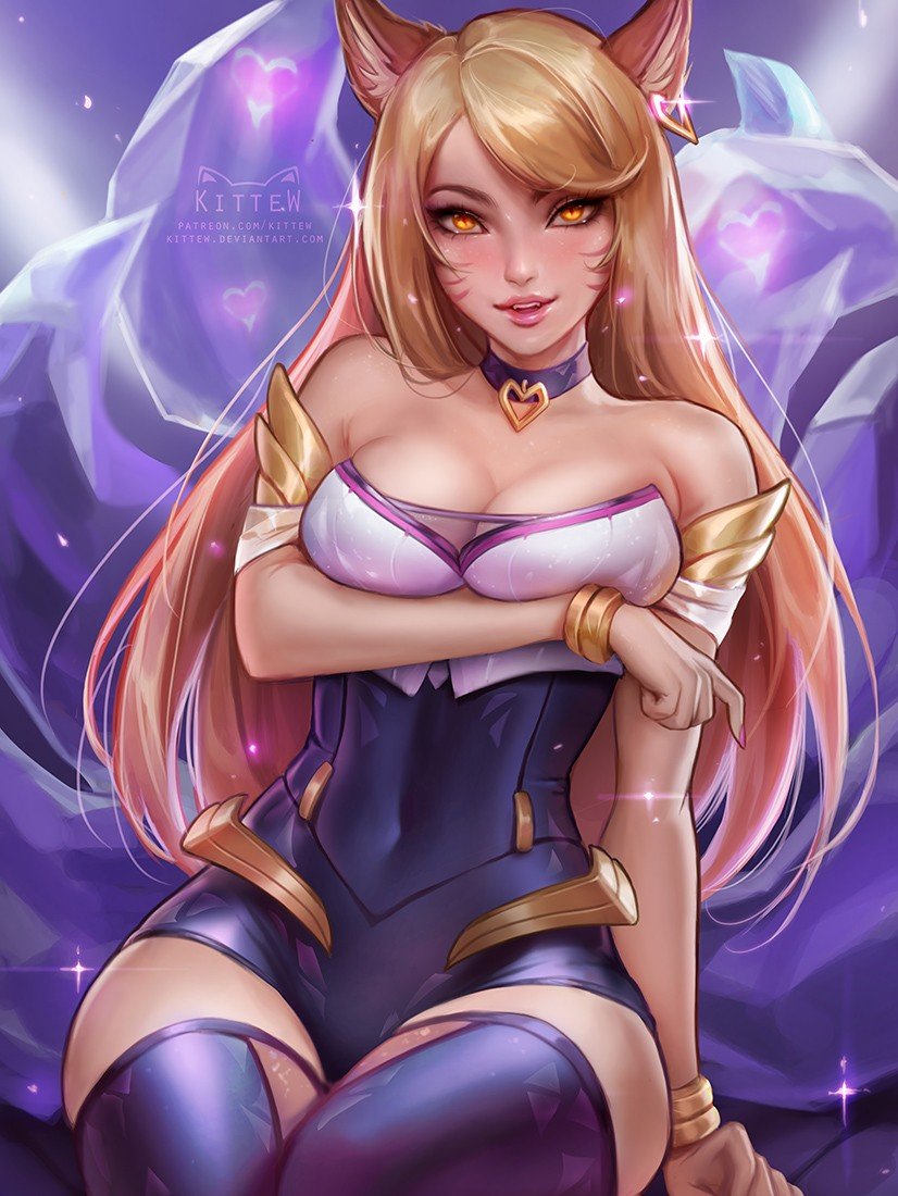 K/DA Ahri by Kittew HD Wallpaper Background Fan Art Artwork League of Legends lol