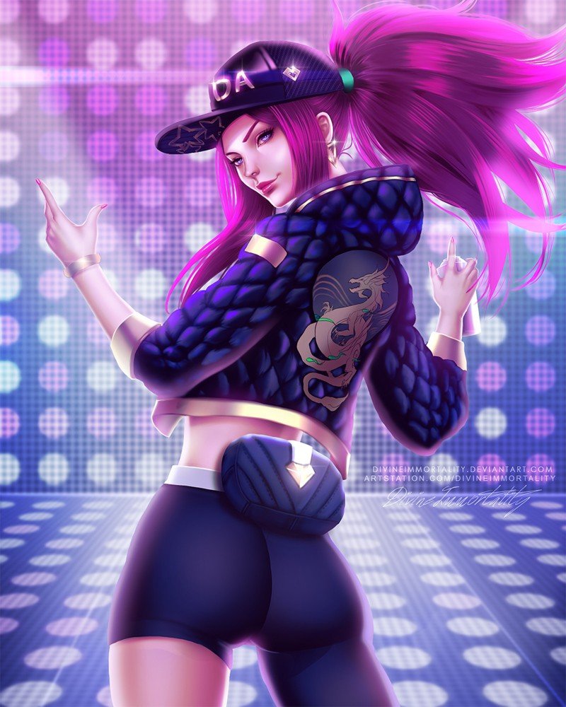 K/DA Akali by DivineImmortality (2) HD Wallpaper Background Fan Art Artwork League of Legends lol