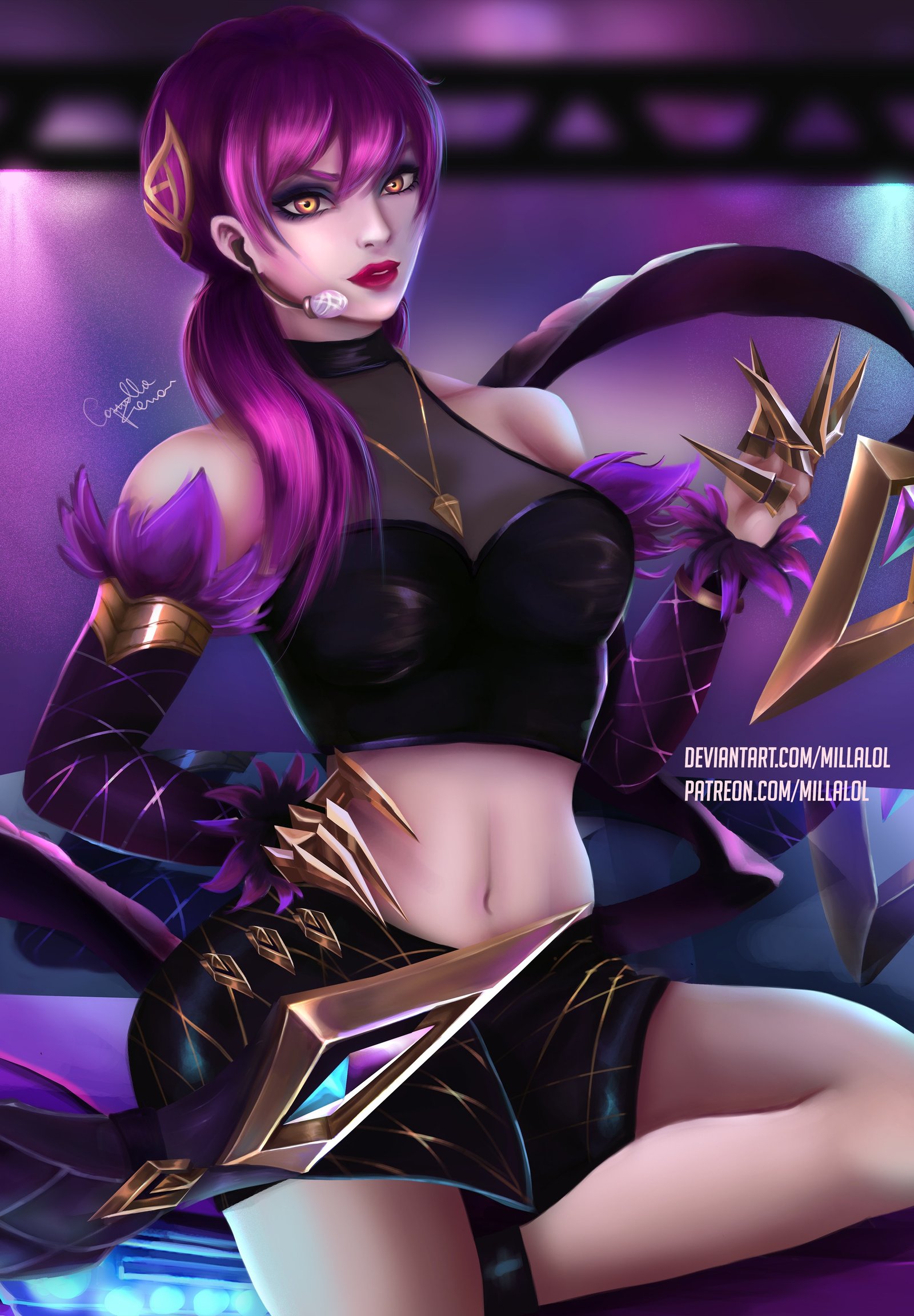 K/DA Evelynn by Millalo HD Wallpaper Background Fan Art Artwork League of Legends lol