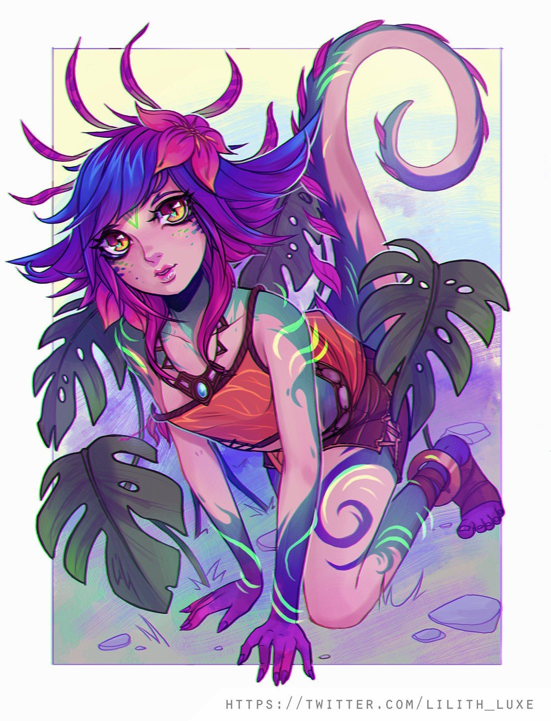 Neeko by lilith-luxe HD Wallpaper Background Fan Art Artwork League of Legends lol