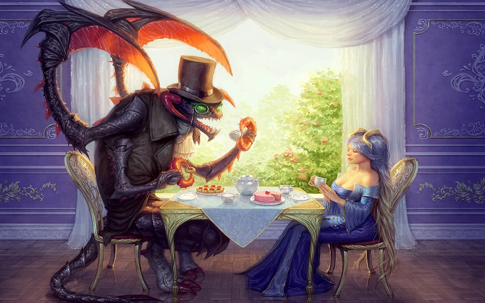 Cho’Gath and Sona tea drinking