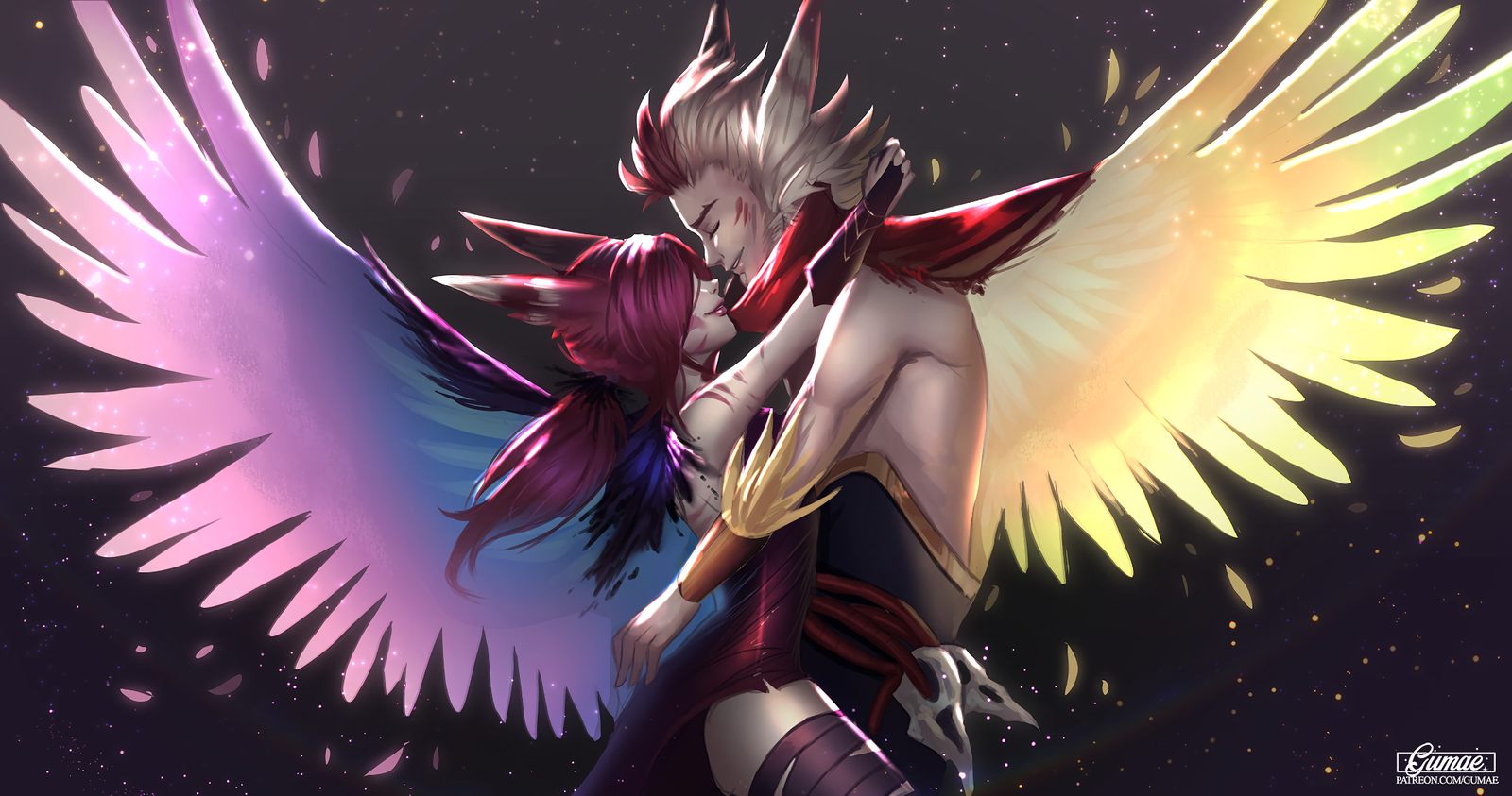 Xayah & Rakan by Mary Montés (3) HD Wallpaper Fan Art Artwork League of Legends lol