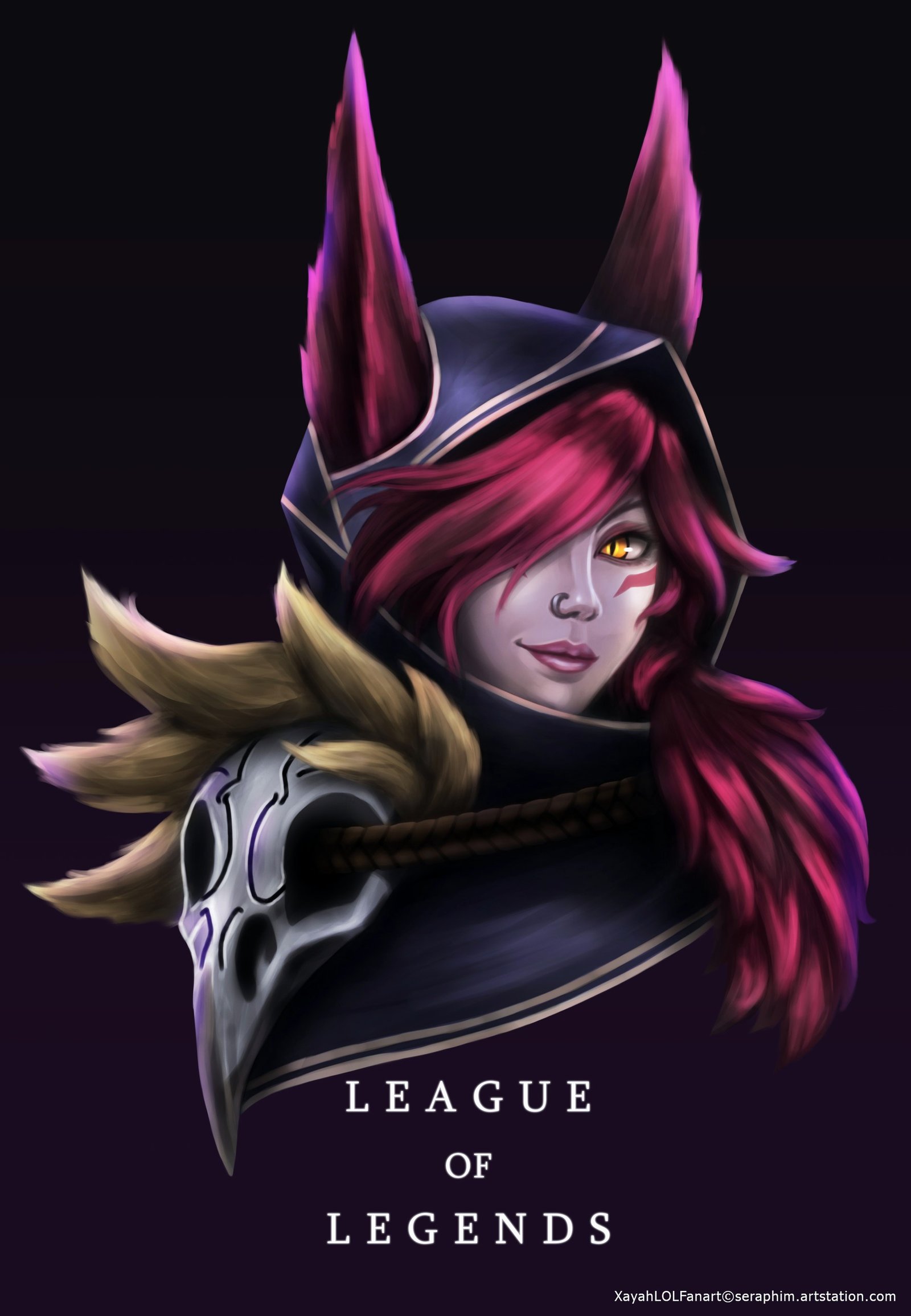 Xayah Portrait by seraphim HD Wallpaper Fan Art Artwork League of Legends lol