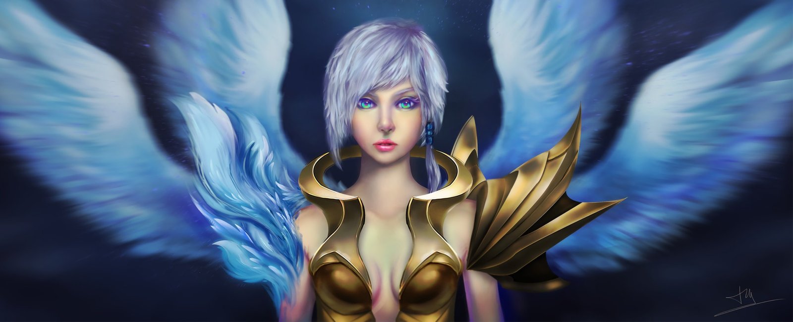 Dawnbringer Riven by huytran1 HD Wallpaper Background Fan Art Artwork League of Legends lol