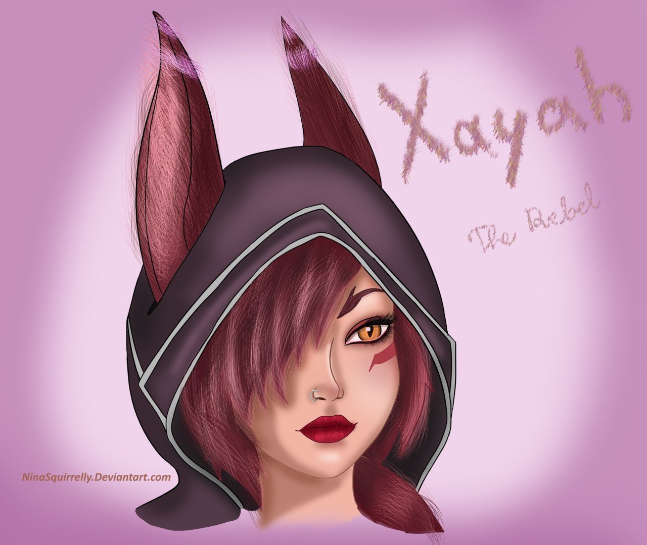 Xayah Portrait by NinaSquirrelly HD Wallpaper Fan Art Artwork League of Legends lol