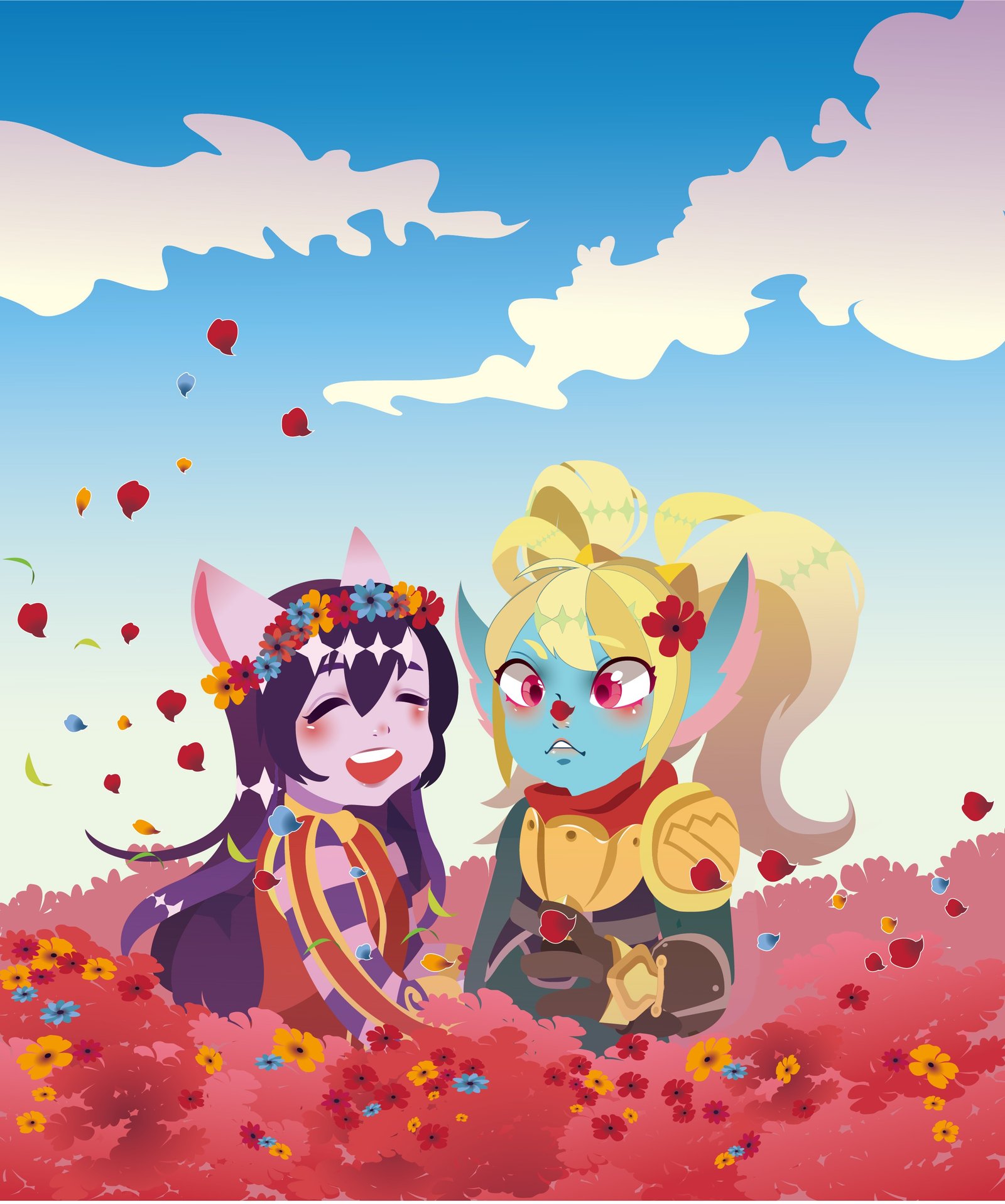 Lulu & Poppy by 僵子 HD Wallpaper Background Fan Art Artwork League of Legends lol