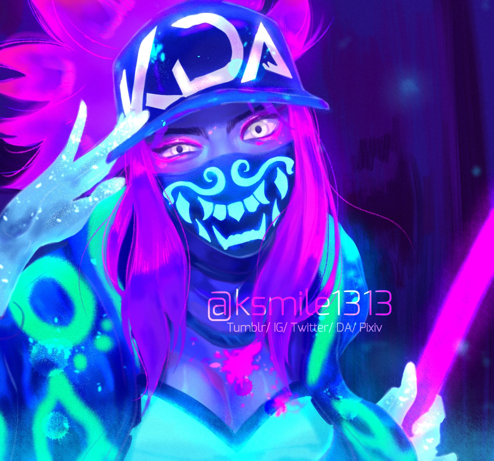 K/DA Akali by ksmile1313 HD Wallpaper Background Fan Art Artwork League of Legends lol