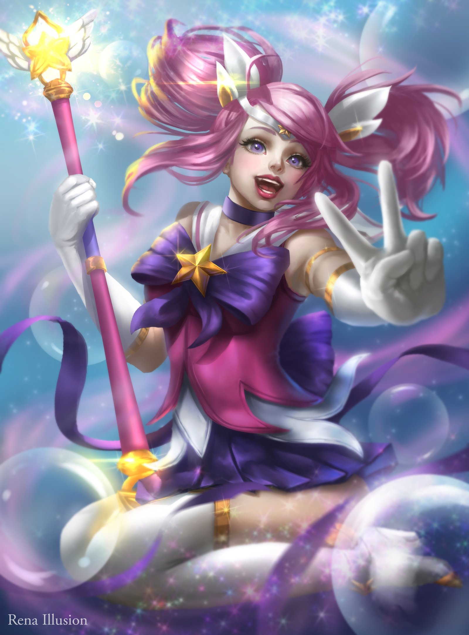 Star Guardian Lux by renaillusion HD Wallpaper Background Fan Art Artwork League of Legends lol