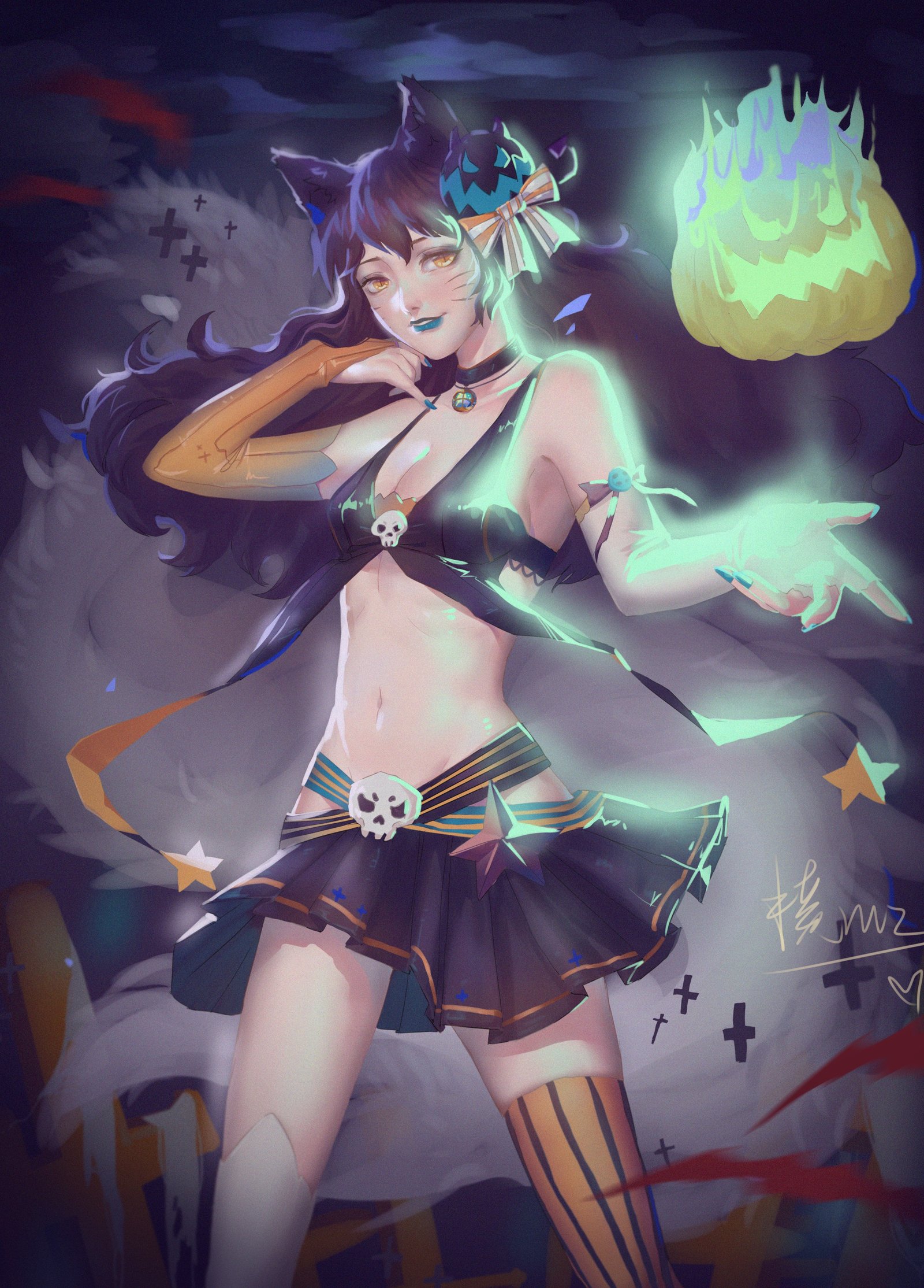 Bewitchting Ahri (Concept) by 一只懒摸 HD Wallpaper Background Fan Art Artwork League of Legends lol