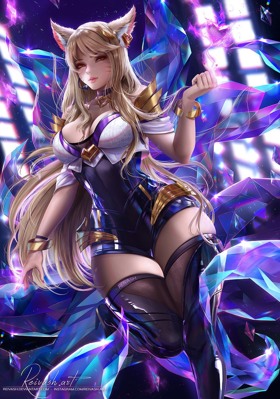 K/DA Ahri by reivash.art HD Wallpaper Background Fan Art Artwork League of Legends lol