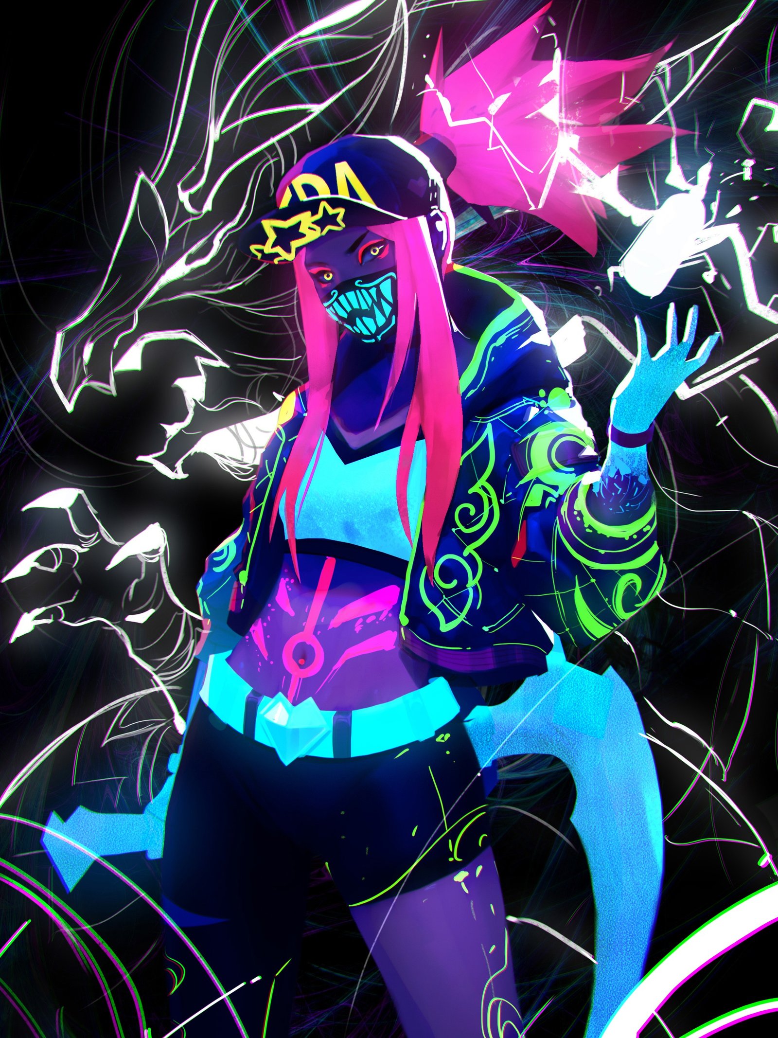 K/DA Akali by mangamie (2) HD Wallpaper Background Fan Art Artwork League of Legends lol
