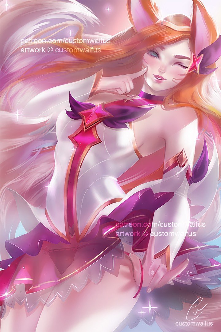 Star Guardian Ahri by customwaifus HD Wallpaper Background Fan Art Artwork League of Legends lol