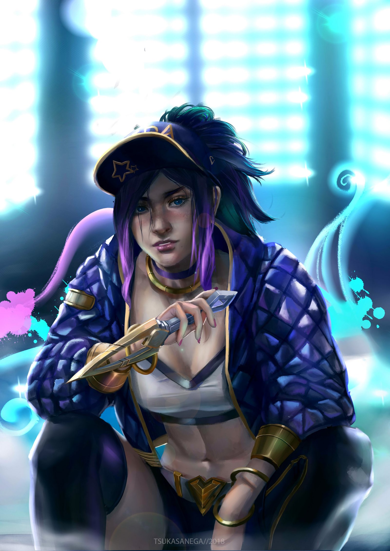 K/DA Akali by tsukasa-nega2 HD Wallpaper Background Fan Art Artwork League of Legends lol