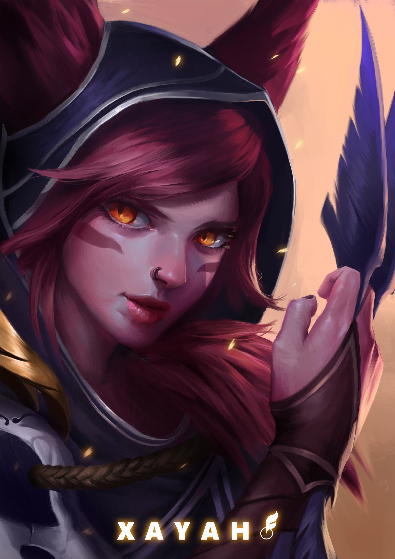 Xayah Portrait by hoanghung161093 HD Wallpaper Fan Art Artwork League of Legends lol