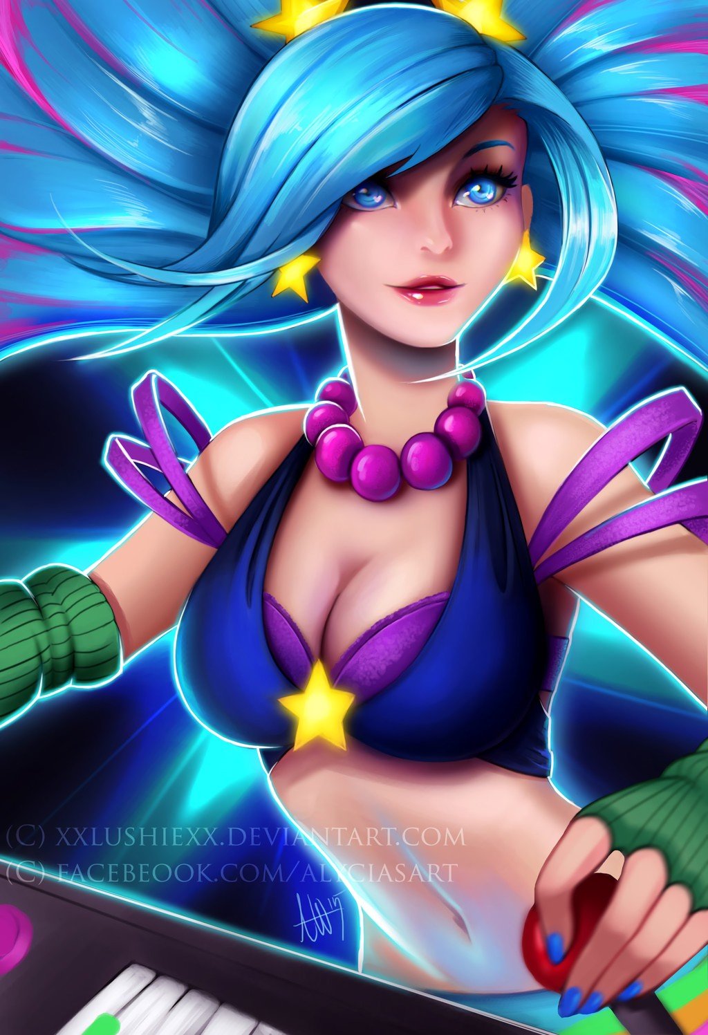 Arcade Sona by Lushies-Art HD Wallpaper Fan Art Artwork League of Legends lol