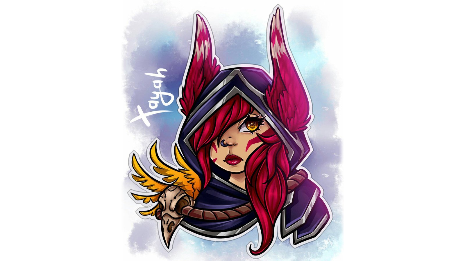 Xayah Portrait by bulciks HD 4k Wallpaper Fan Art Artwork League of Legends lol