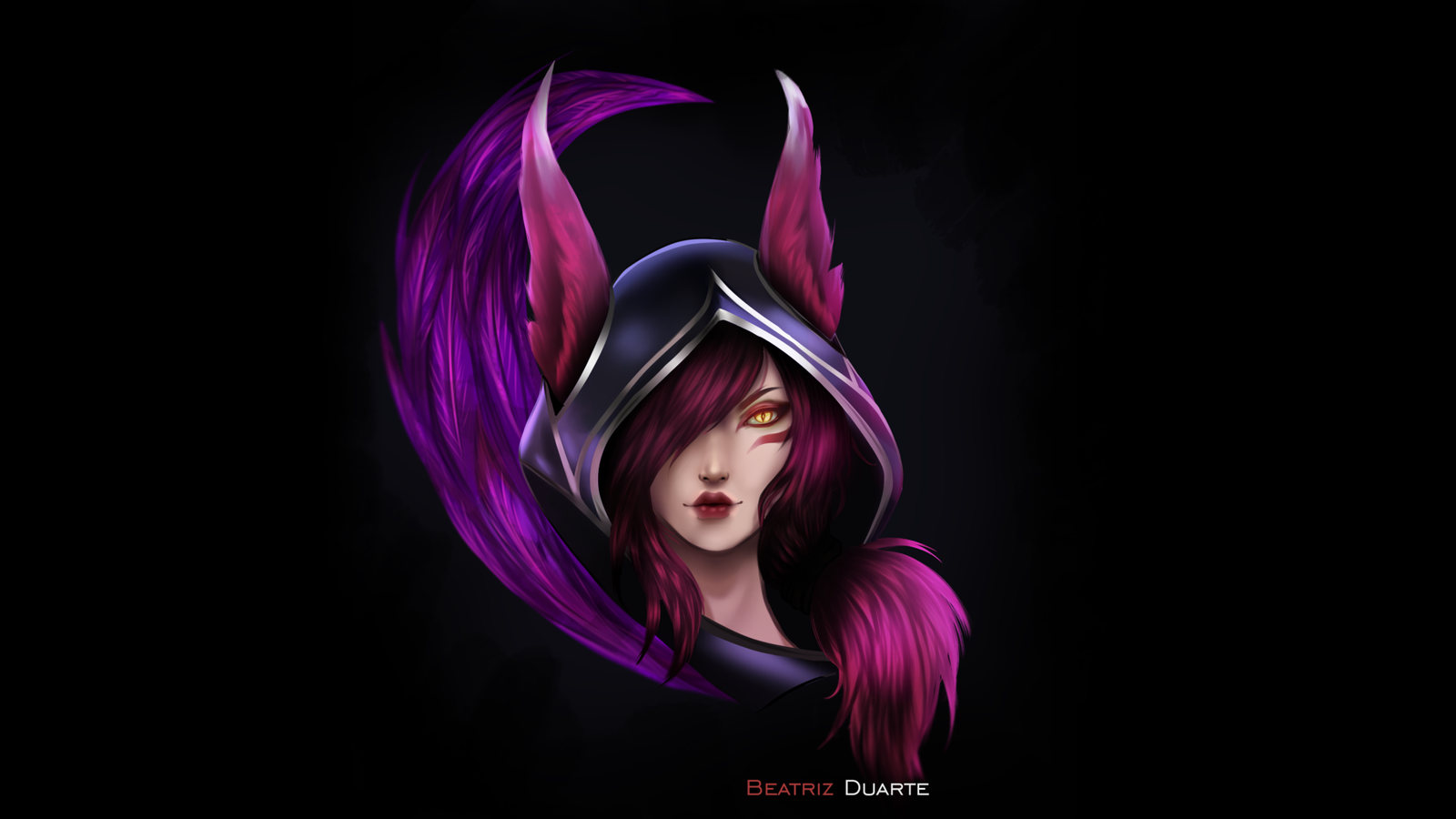 Xayah Portrait by Beatriz12 HD Wallpaper Fan Art Artwork League of Legends lol