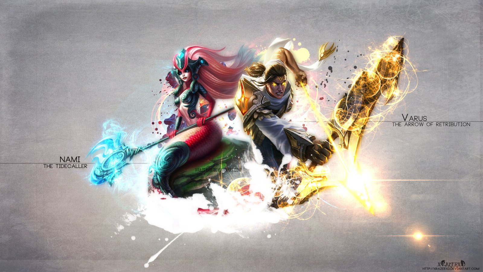 Koi Nami & Heartseeker Varus by xRazerxD HD Wallpaper Fan Art Artwork League of Legends lol