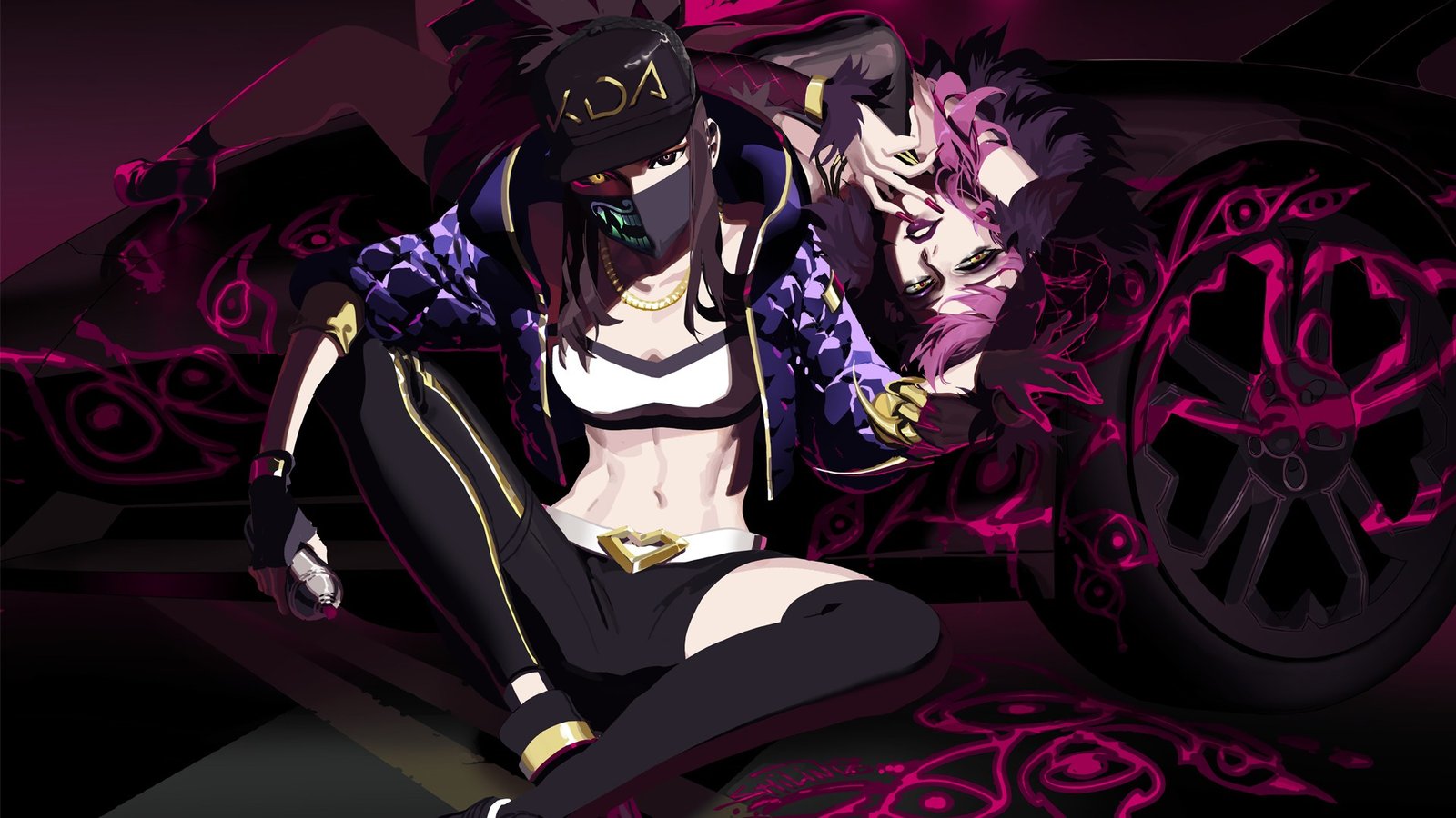 K/DA Akali & Evelynn by Shilin Huang (2) HD Wallpaper Background Fan Art Artwork League of Legends lol