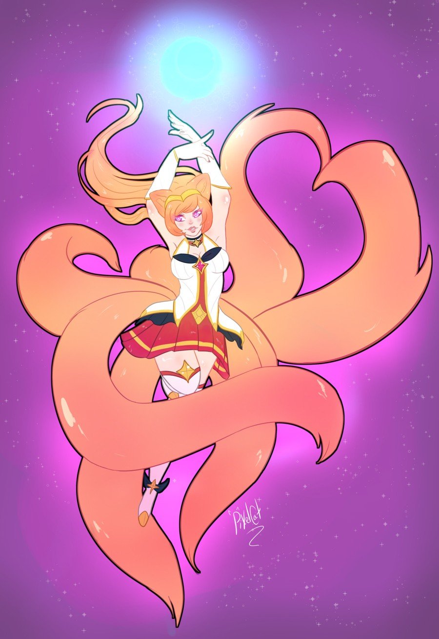 Star Guardian Ahri by Reberaka HD Wallpaper Background Fan Art Artwork League of Legends lol