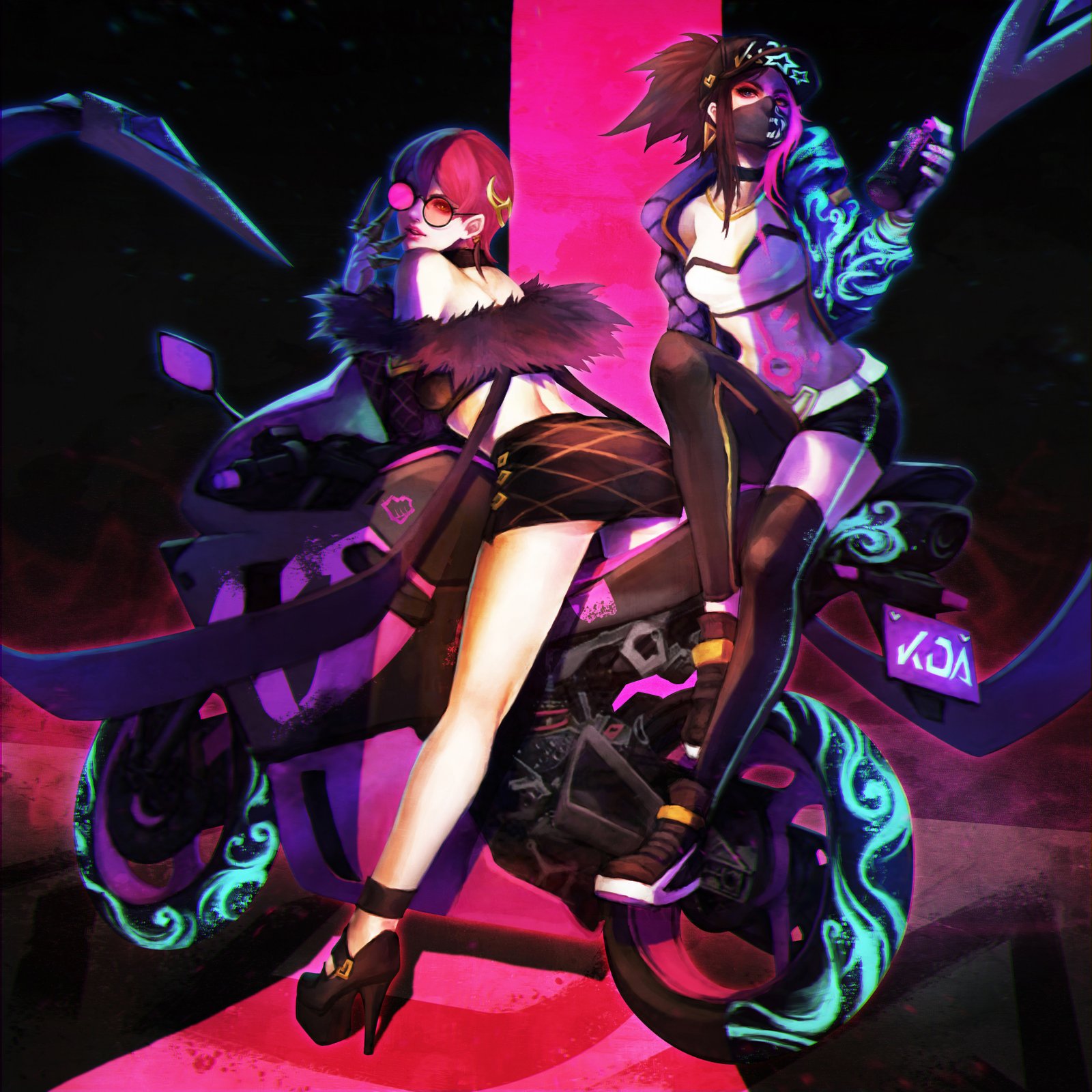 K/DA Evelynn & Akali by MonoriRogue HD Wallpaper Background Fan Art Artwork League of Legends lol