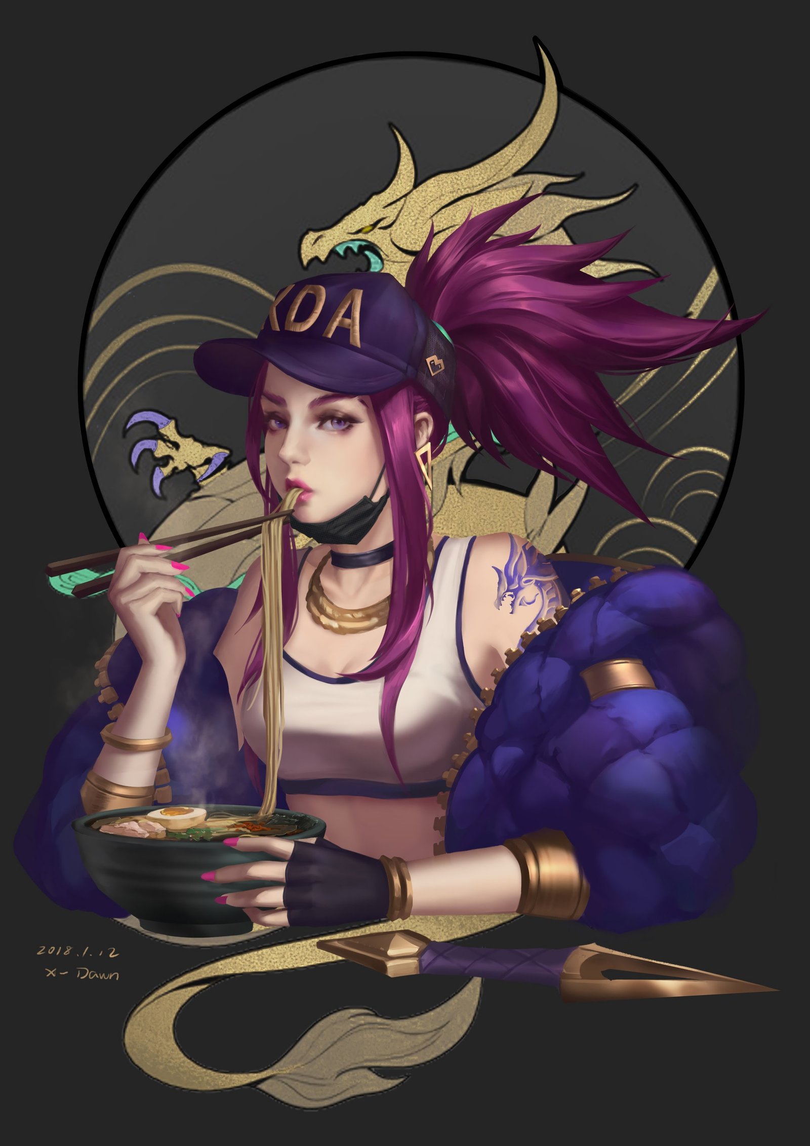 K/DA Akali by X-Dawn Zeng HD Wallpaper Background Fan Art Artwork League of Legends lol