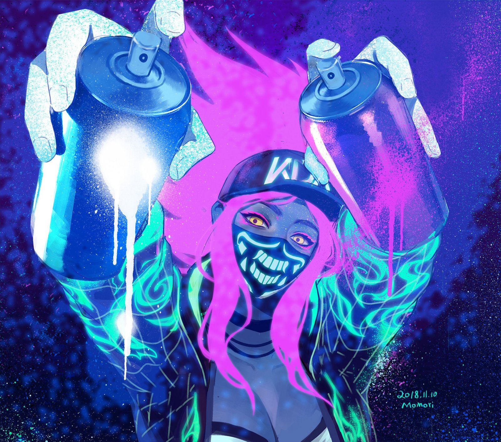 K/DA Akali by momori 68 HD Wallpaper Background Fan Art Artwork League of Legends lol