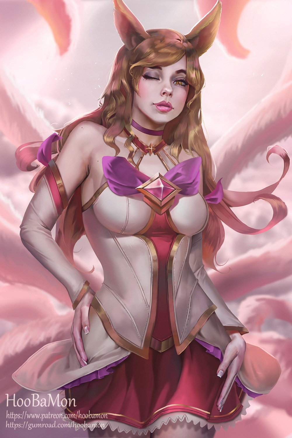 Star Guardian Ahri by Hoobamon HD Wallpaper Background Fan Art Artwork League of Legends lol