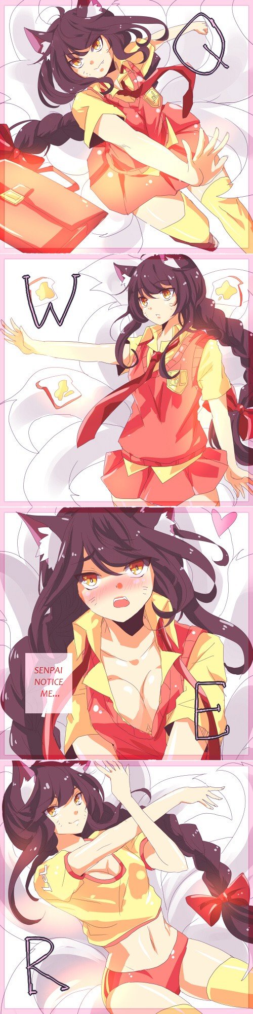 School Girl Ahri ( Akadamy) by urusai-baka League of Legends Artwork HD Wallpaper lolFan Art Artwork