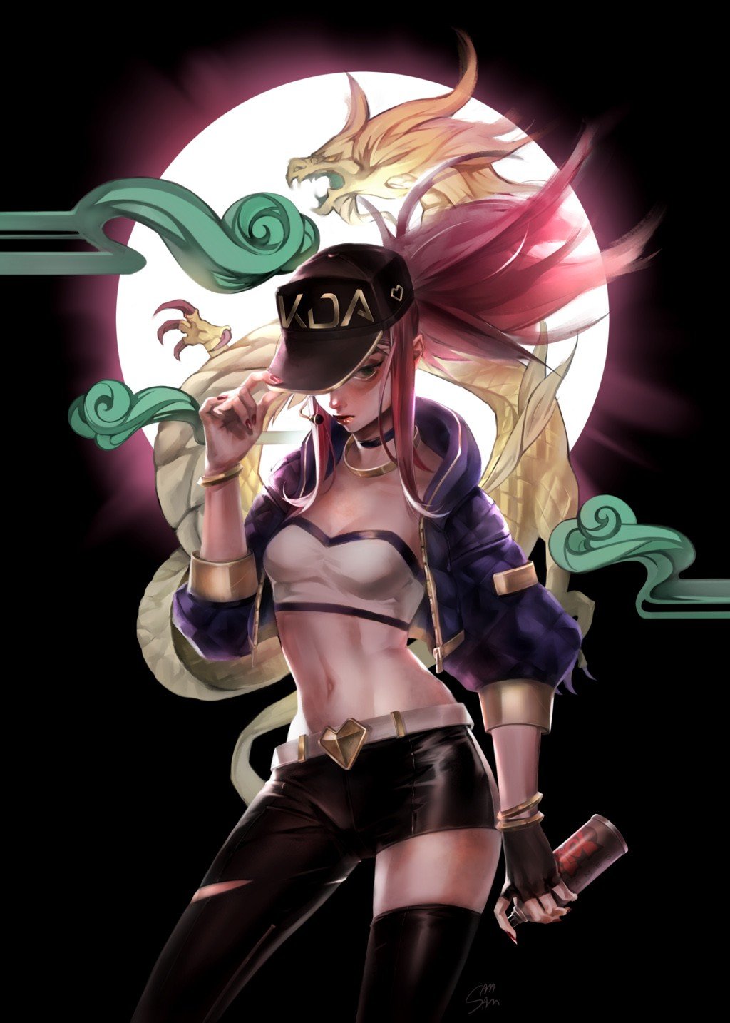 K/DA Akali by samsamkim HD Wallpaper Background Fan Art Artwork League of Legends lol