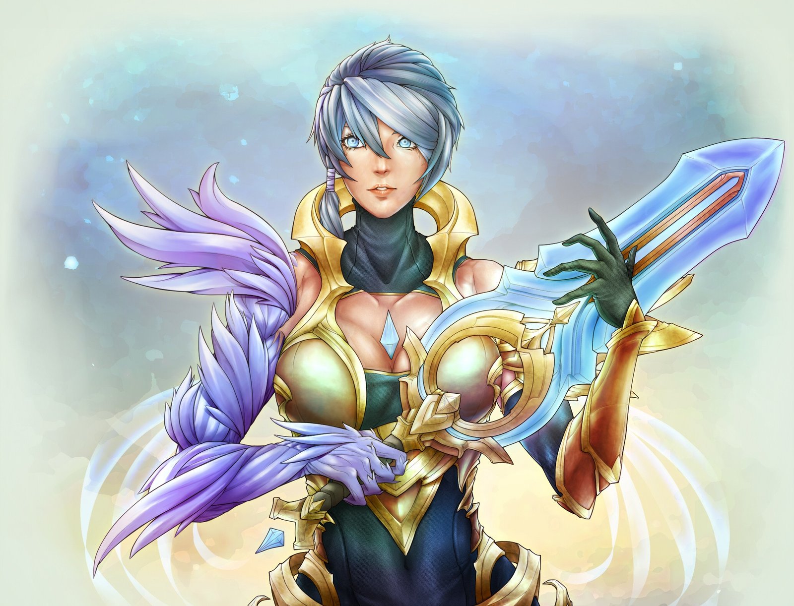 Dawnbringer Riven by PandaOnDA HD Wallpaper Background Fan Art Artwork League of Legends lol