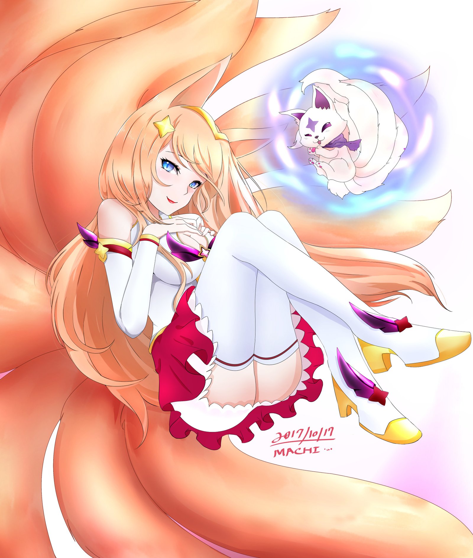 Star Guardian Ahri by MACHI HD Wallpaper Background Fan Art Artwork League of Legends lol