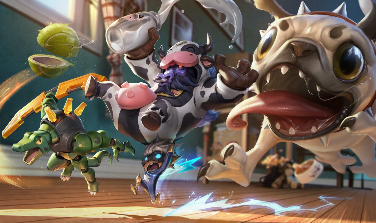 Moo Cow Alistar, Pug'Maw, Renektoy & Superhero Kennen Splash Art