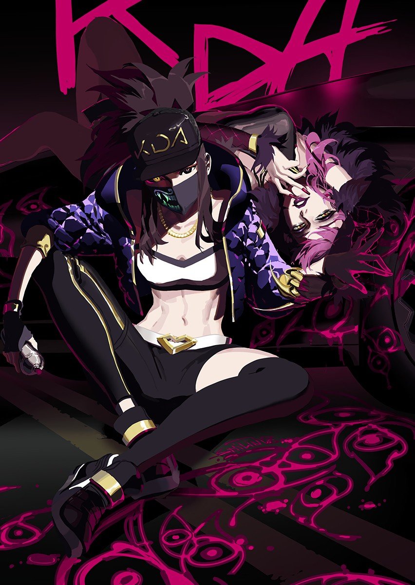 K/DA Akali & Evelynn by Shilin Huang HD Wallpaper Background Fan Art Artwork League of Legends lol