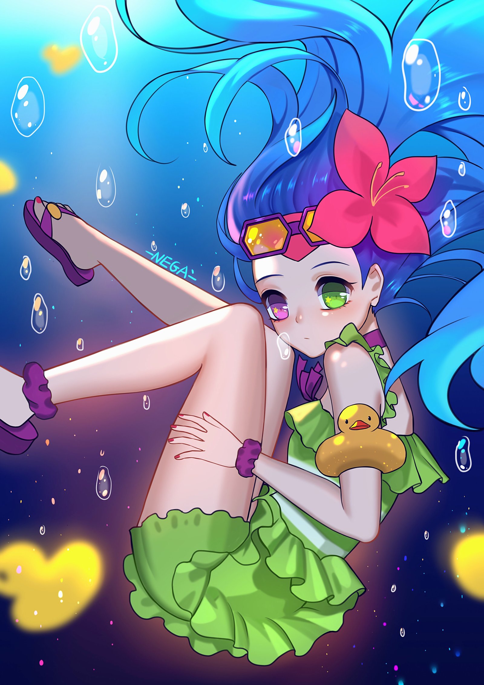 Pool Party Zoe by -NEGA- HD Wallpaper Background Fan Art Artwork League of Legends lol