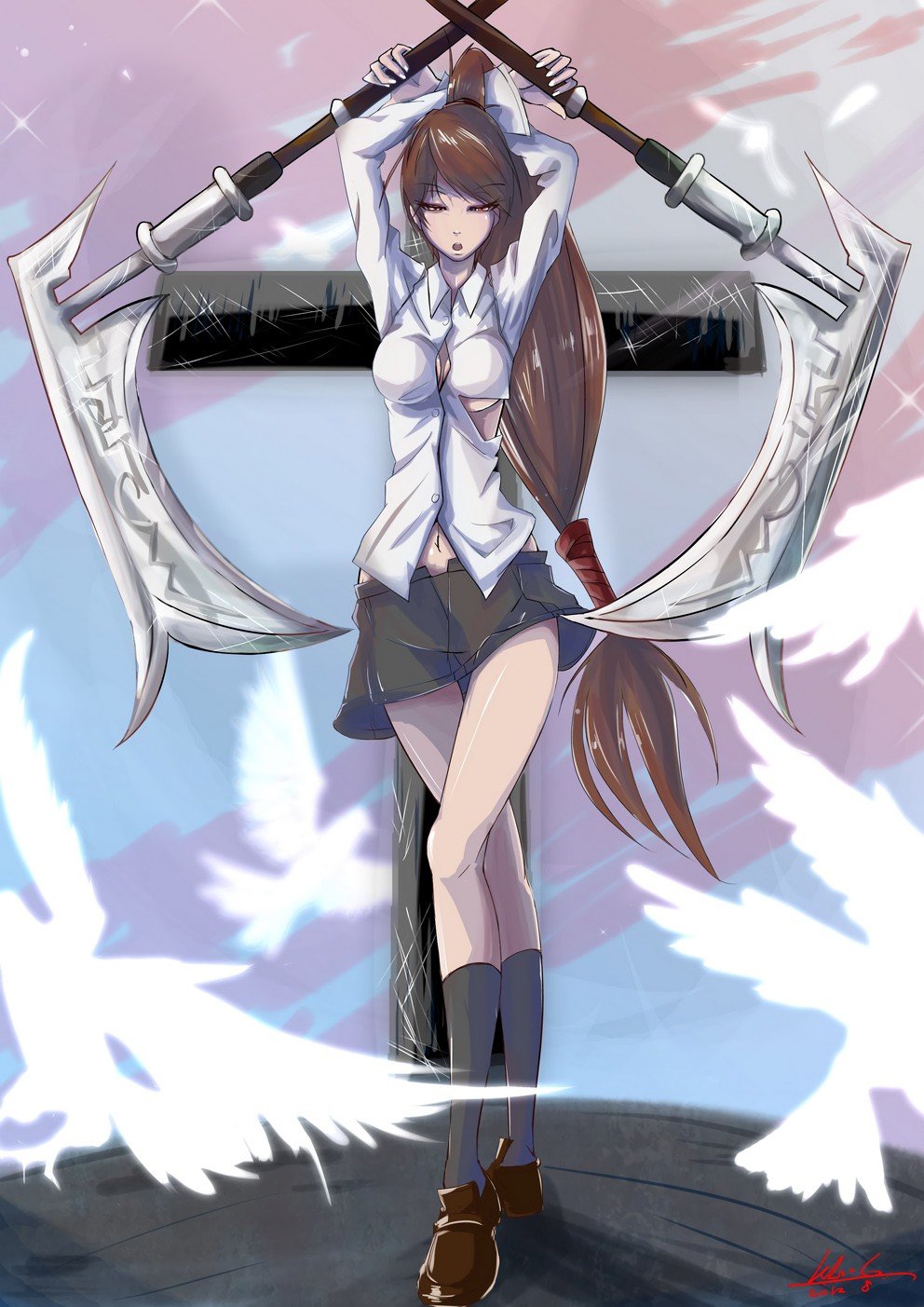 School Girl Akali by K.LovC. League of Legends Artwork Wallpaper lol