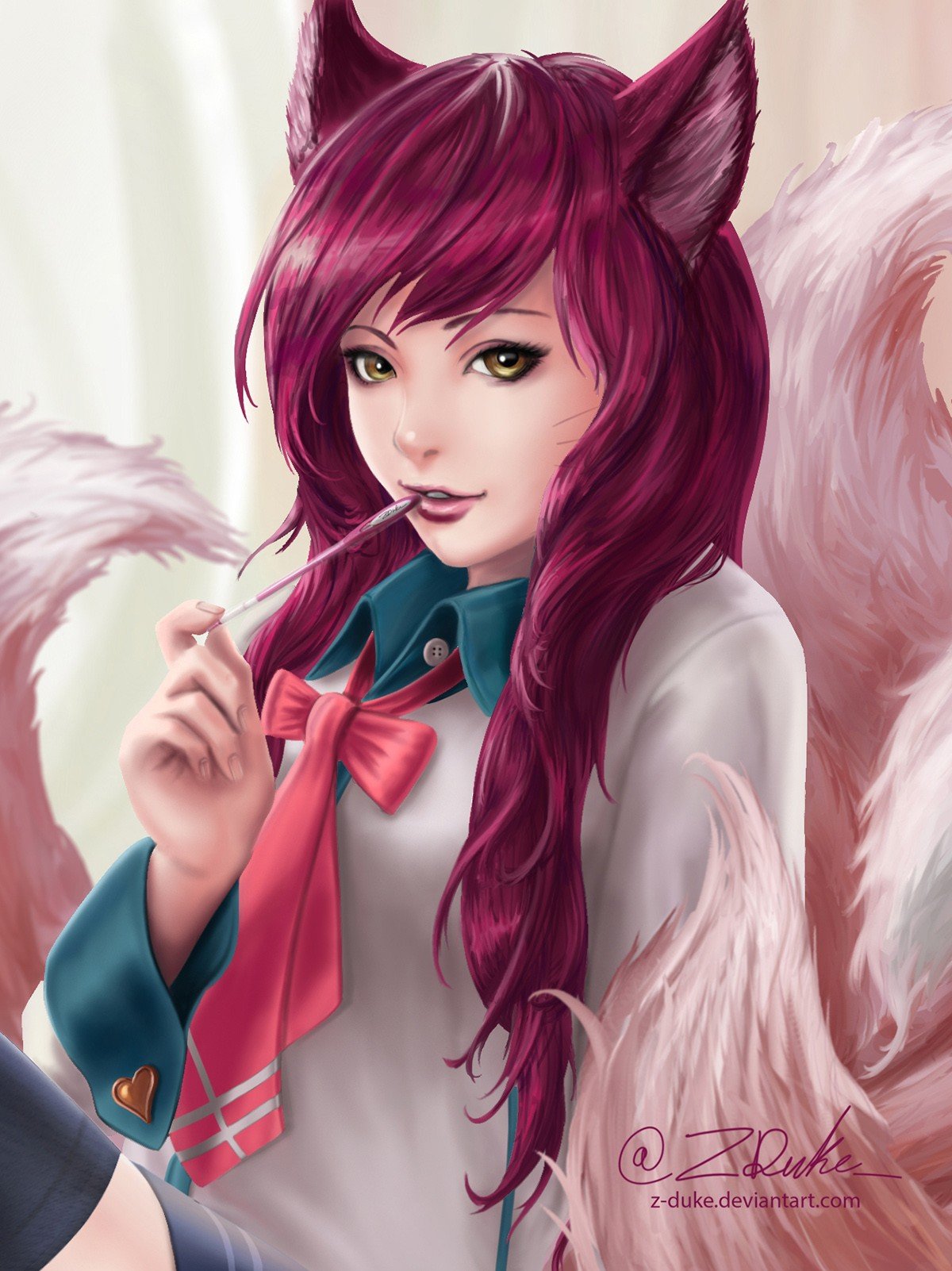 Academy Ahri by Z-Duke HD Wallpaper Background Fan Art Artwork League of Legends lol