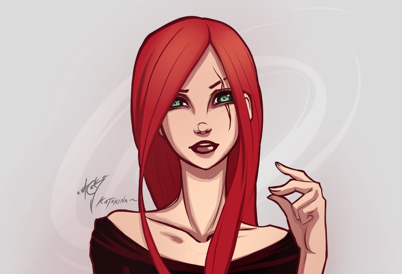 Katarina Portrait by ZackArgunov HD Wallpaper Fan Art Artwork League of Legends lol