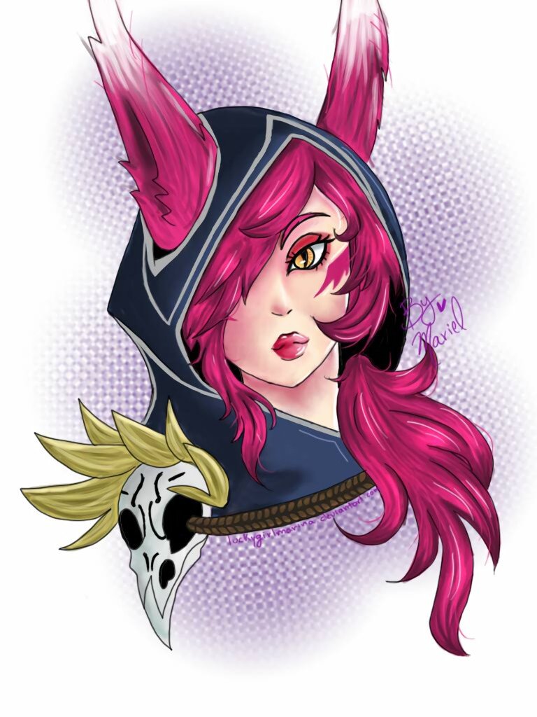 Xayah Portrait by luckygirlmarina HD Wallpaper Fan Art Artwork League of Legends lol