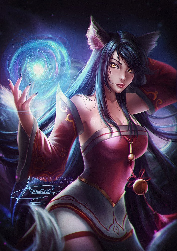 Ahri by Axsens HD Wallpaper Background Fan Art Artwork League of Legends lol