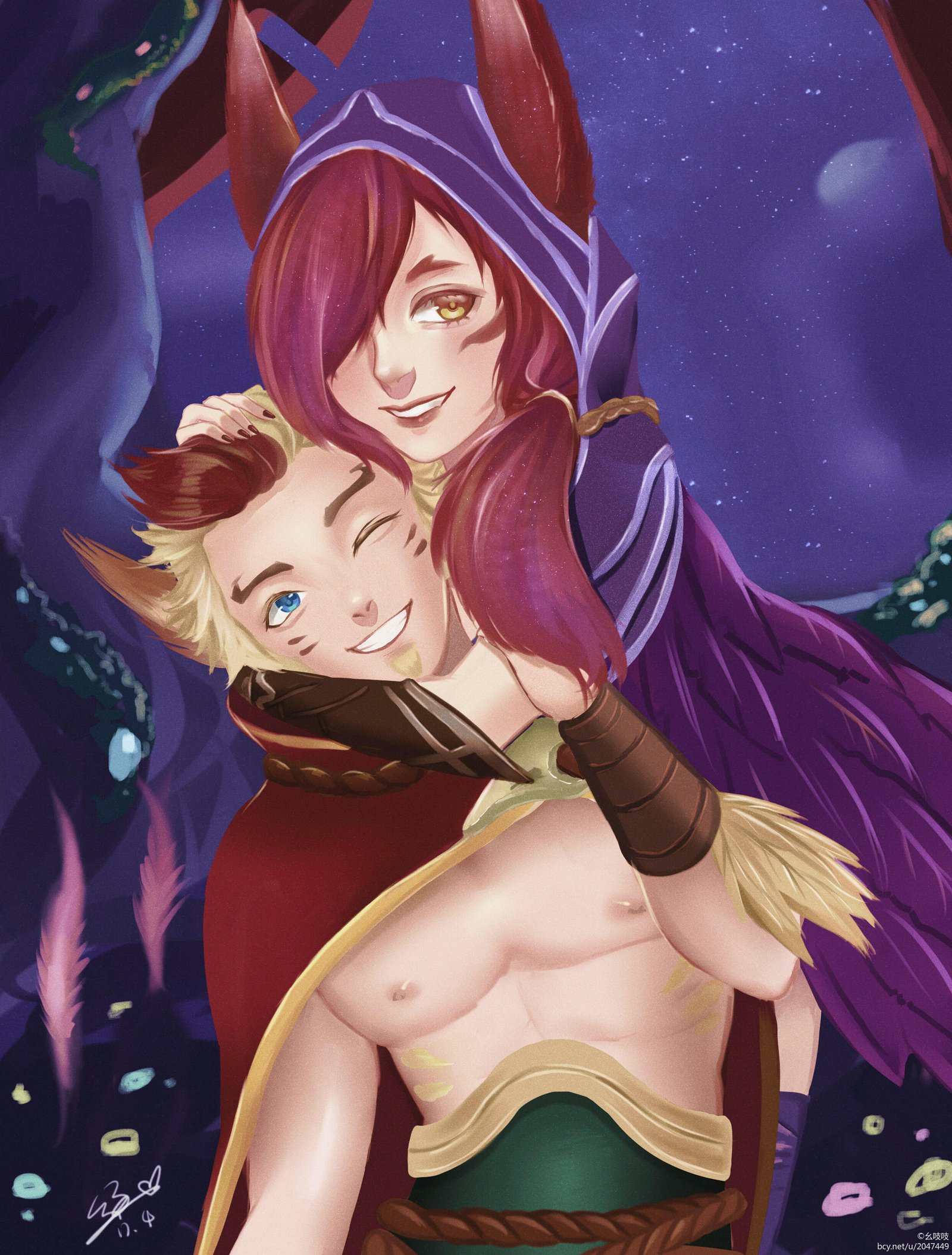 Xayah & Rakan by 幺吱吱 HD Wallpaper Fan Art Artwork League of Legends lol
