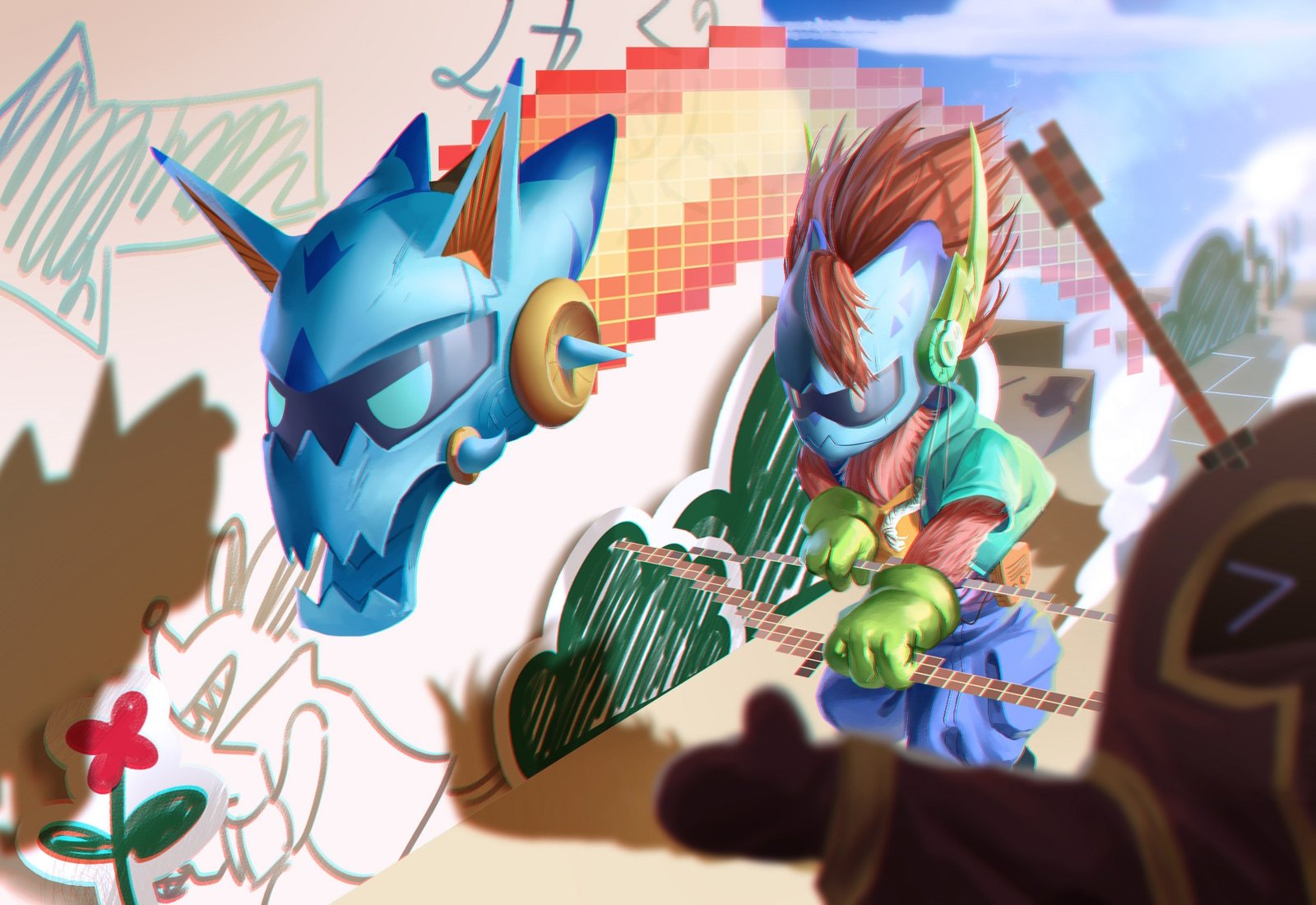 Arcade Kindred by 耗毛_ HD Wallpaper Background Fan Art Artwork League of Legends lol