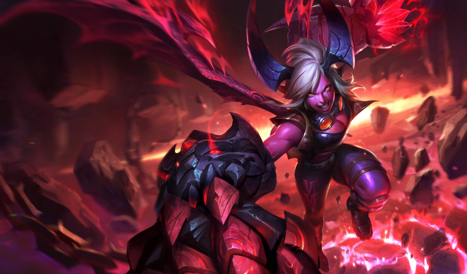 Demon Vi Splash Art HD 4k 6k Wallpaper Background Official Art Artwork League of Legends lol