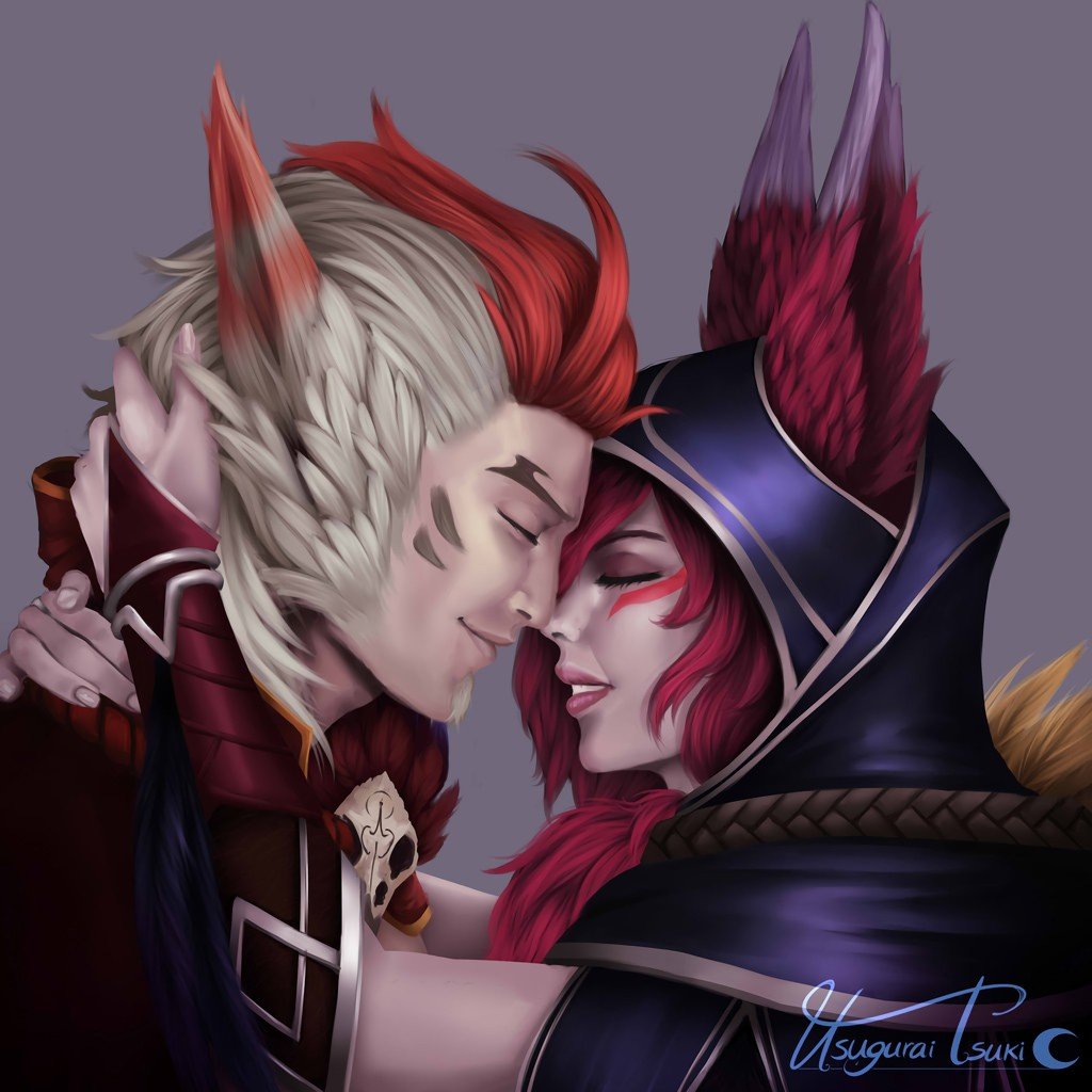 Xayah & Rakan Portrait by LuluKuro HD Wallpaper Fan Art Artwork League of Legends lol
