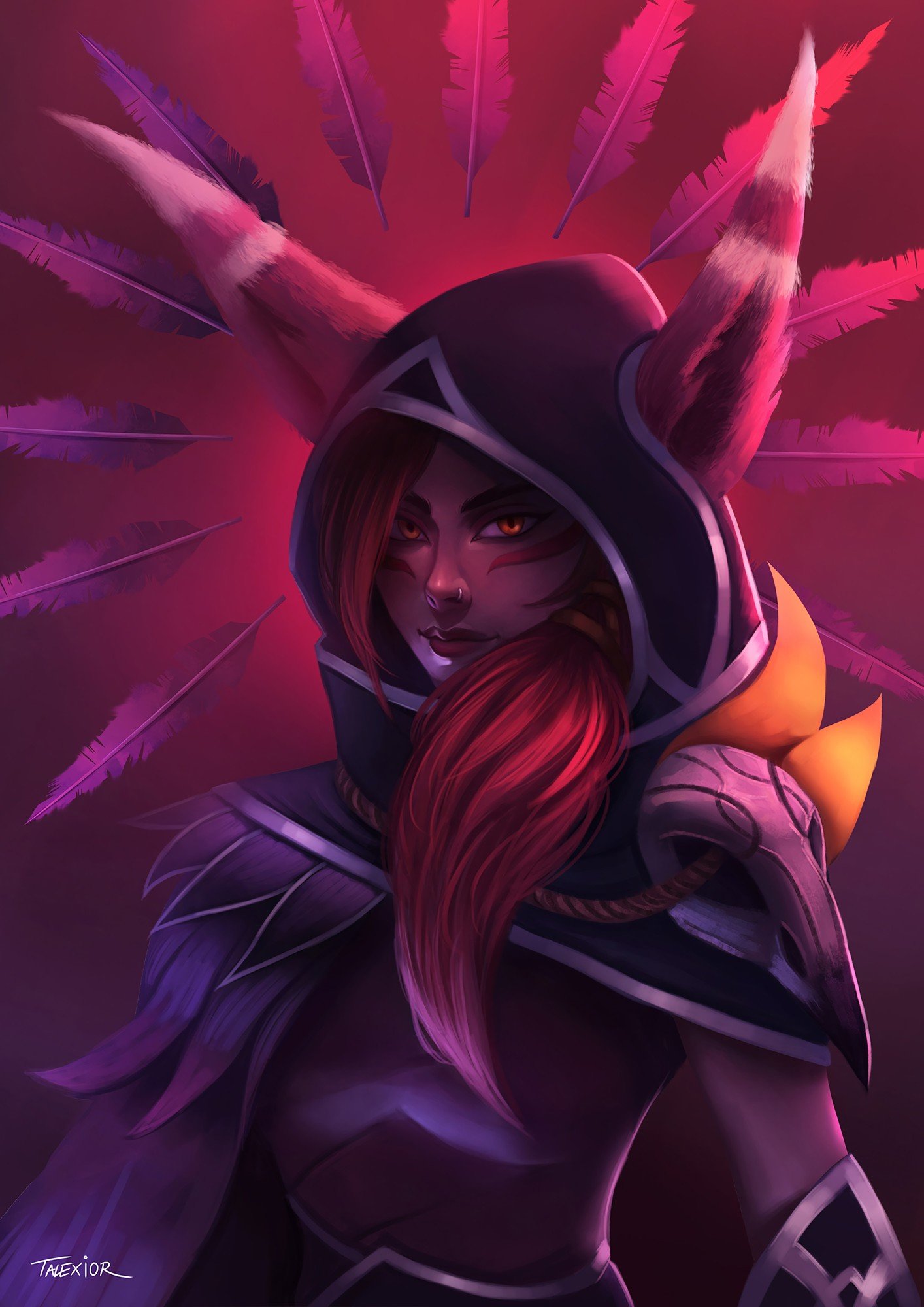Xayah by talexior HD Wallpaper Background Fan Art Artwork League of Legends lol